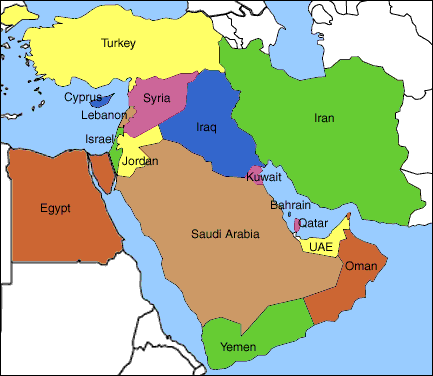 middle east map quiz: a map of the middle east